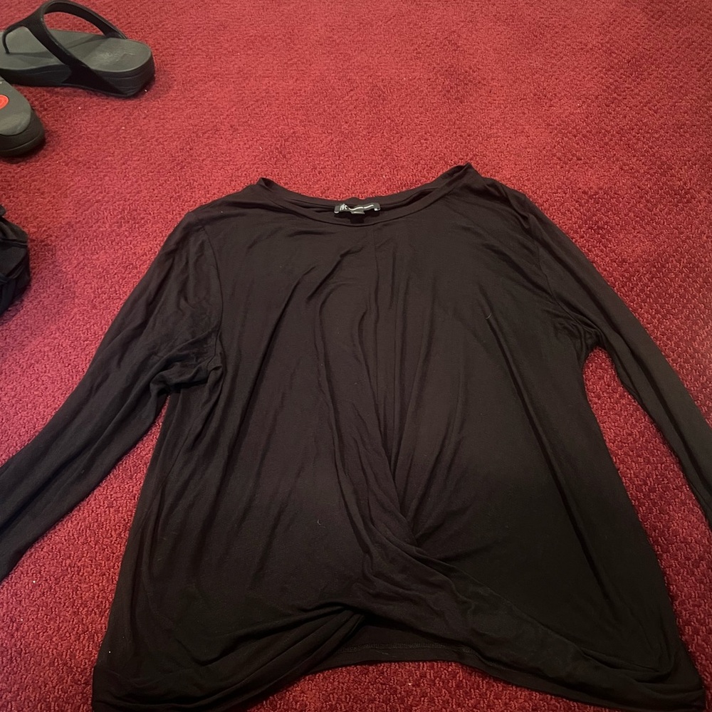 INC International Concepts XXL Black twist front black long sleeve top